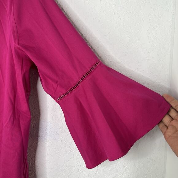 Chico's Hot Pink Blouse Bell Sleeve Size US 12, Formal, Cocktail, Business, Fall - Picture 3 of 9